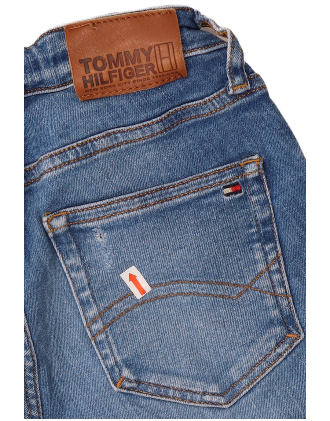 Tommy Hilfiger Jean slim effet vieilli pour garçon 11-12 ans W24 L26 Bleu Coton