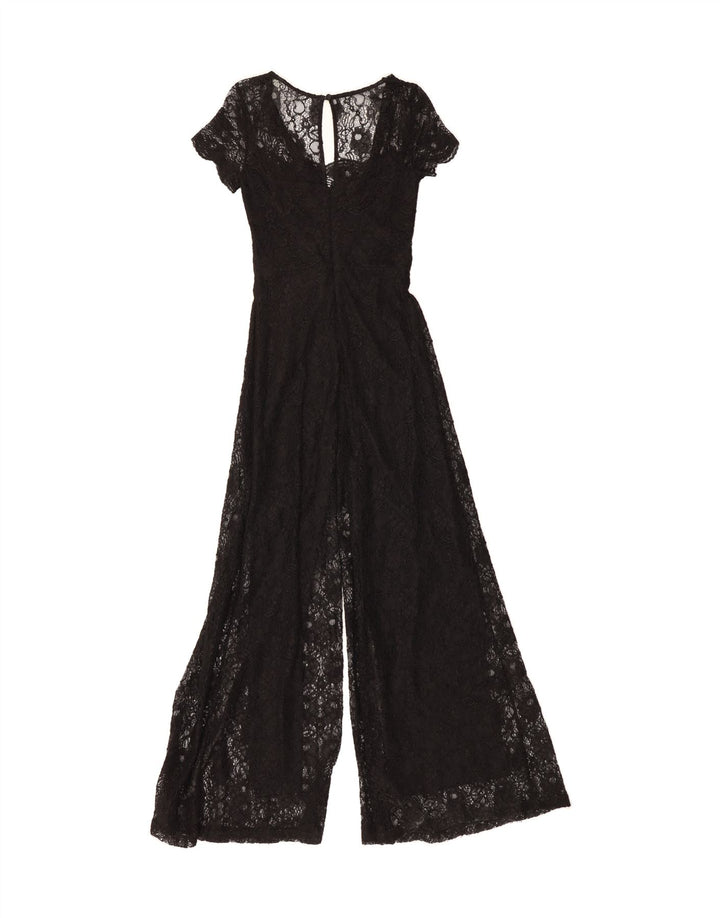 PHASE EIGHT Womens See Through Jumpsuit UK 8 Small Black Floral Viscose Vintage Phase Eight and Second-Hand Phase Eight from Messina Hembry 