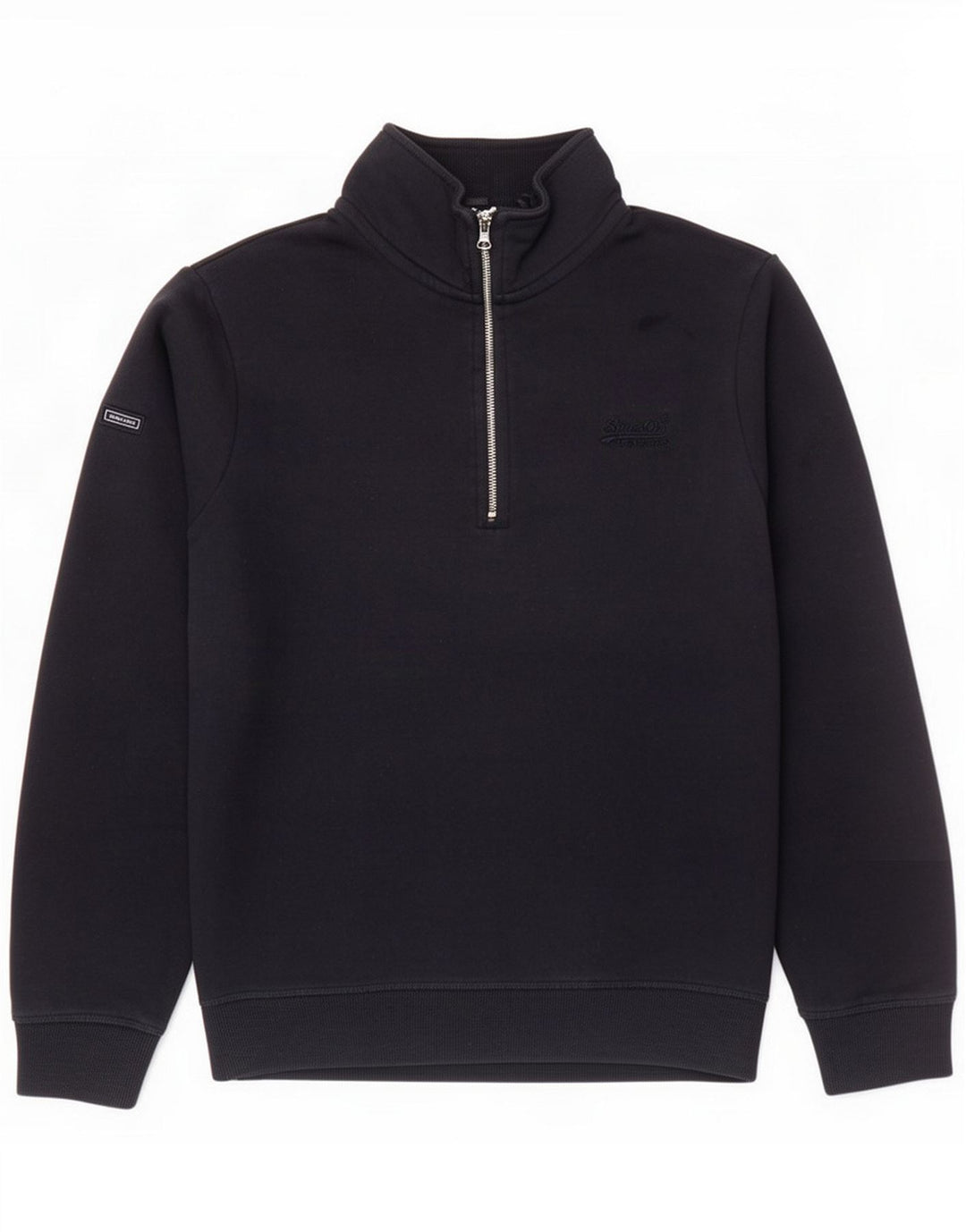 Superdry Sweat-shirt à col zippé pour homme en coton noir moyen