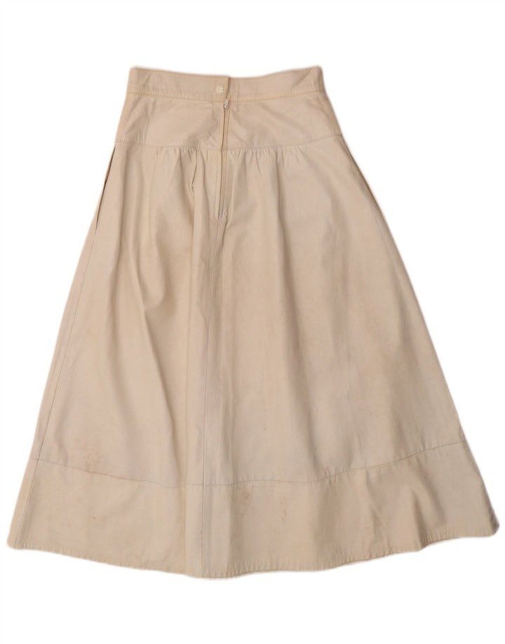vintage Femme Cuir 2 Pièces Jupe Ensemble UK 12 Moyen W26 Off White