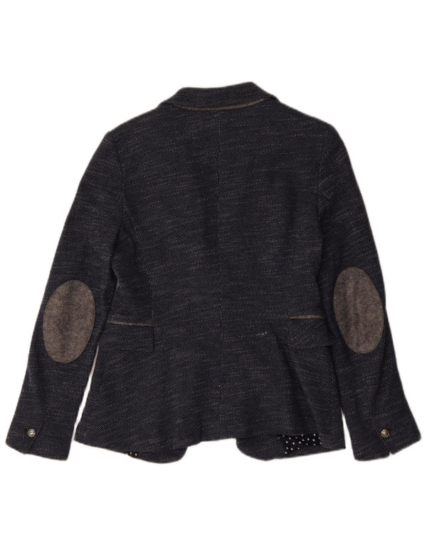 Zara Veste Blazer 1 Bouton Femme UK 12 Bleu Marine Moyen Moucheté