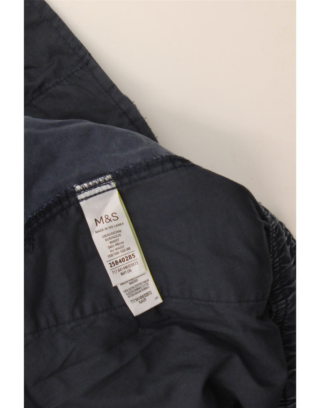 MARKS & SPENCER Short Cargo Homme W34 Grand Bleu Marine Coton