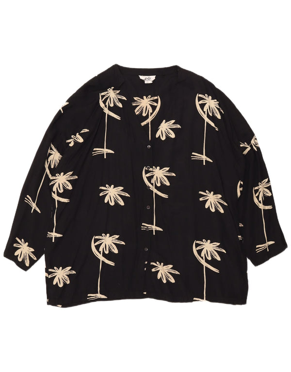 Wallis Chemisier surdimensionné à manches 3/4 pour femme UK 14 Grand noir floral