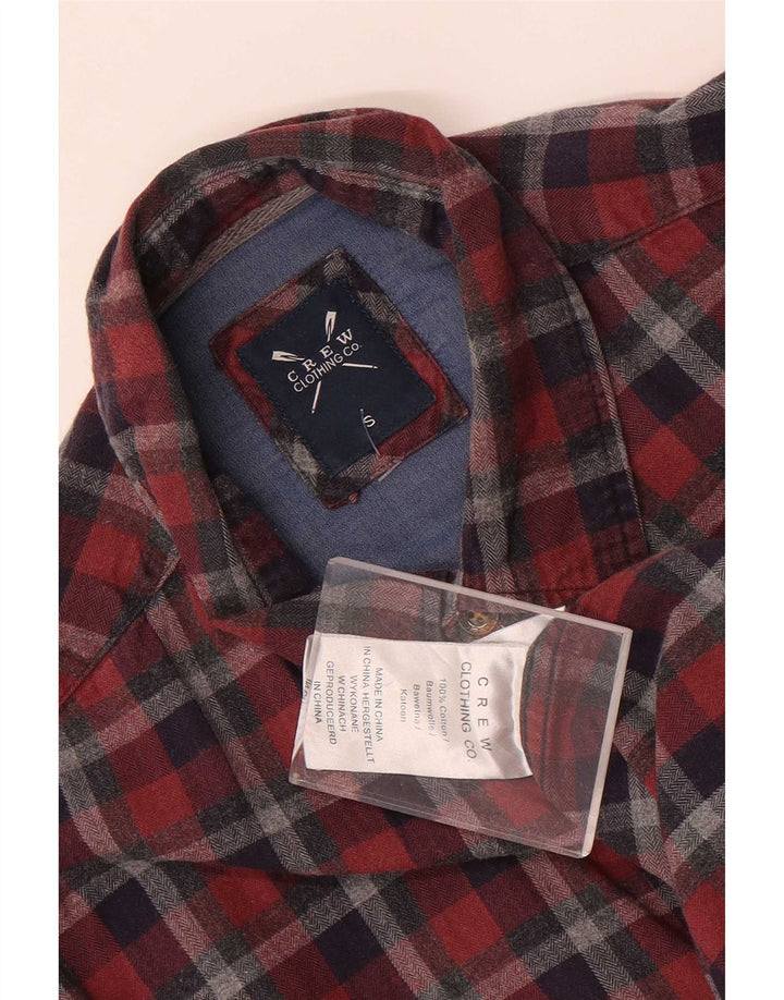 Crew Clothing Chemise en flanelle pour homme en coton à petits carreaux rouges