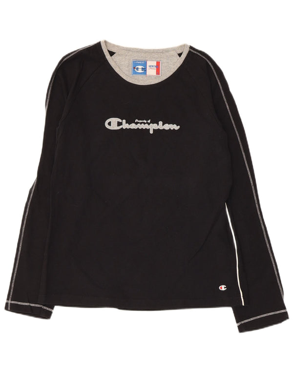 CHAMPION Haut graphique à manches longues pour femme UK 14 Large Noir