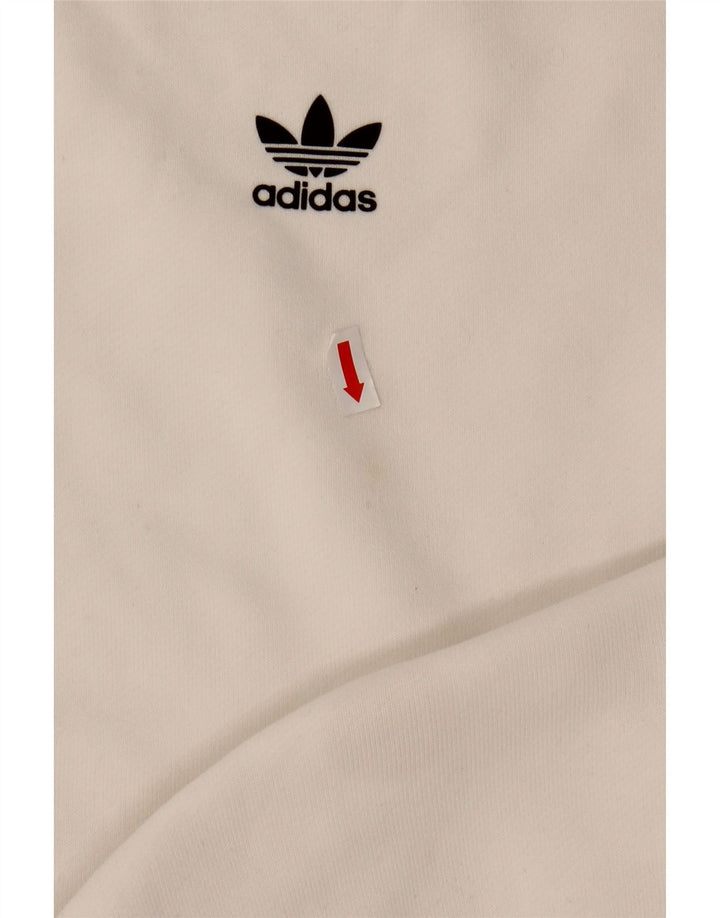 ADIDAS Sweat-shirt graphique surdimensionné pour femme UK 8 Petit coton blanc