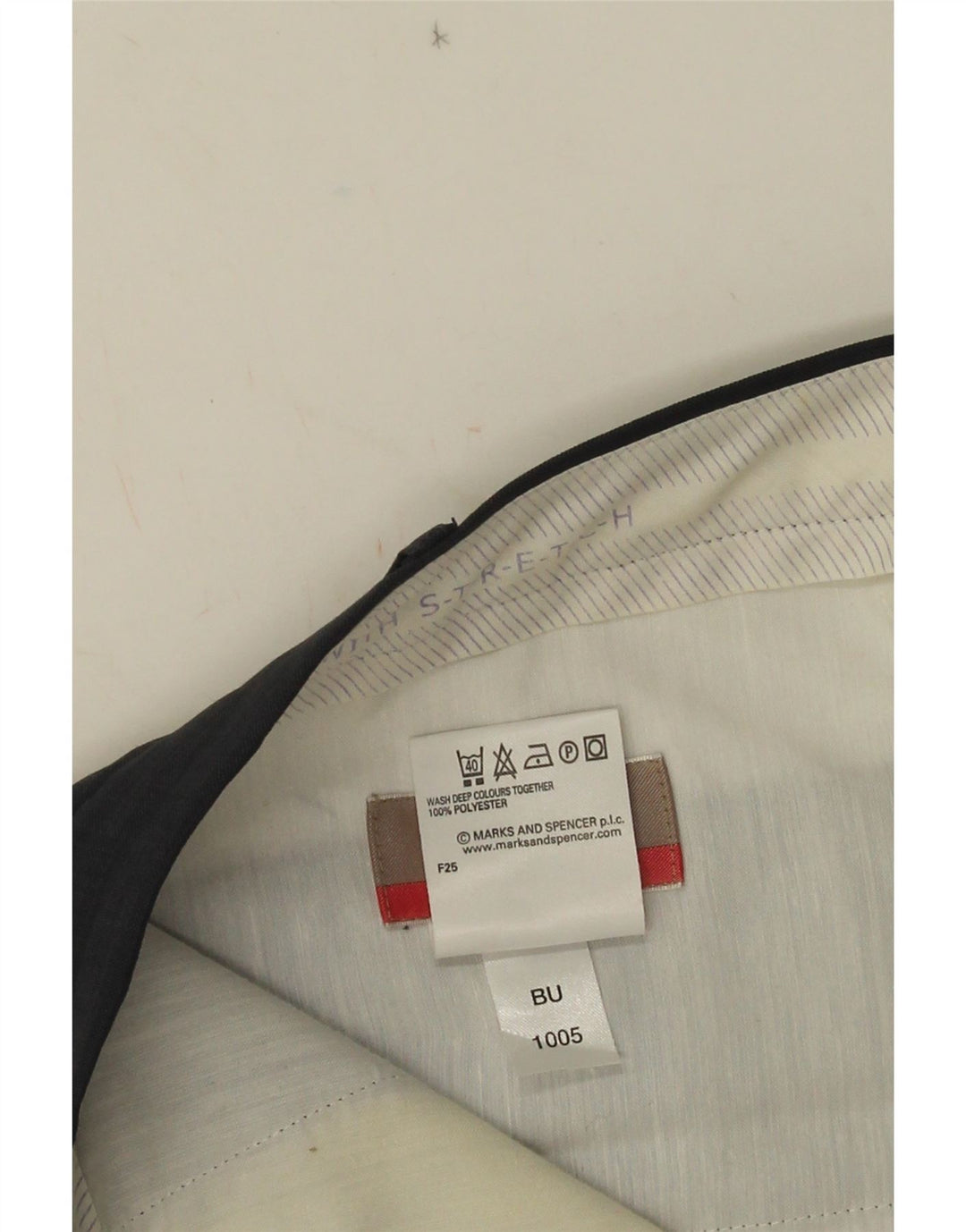 Marks & Spencer Pantalon de Costume Droit Homme W36 L29 Bleu Marine Polyester
