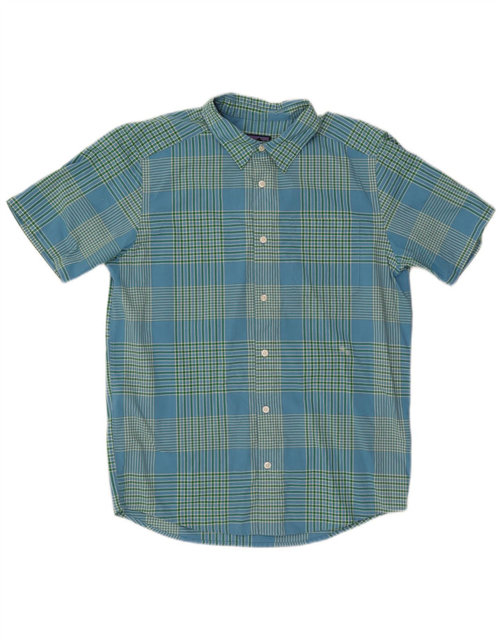 Patagonia Chemise à Manches Courtes Homme Bleu Moyen Check Cotton