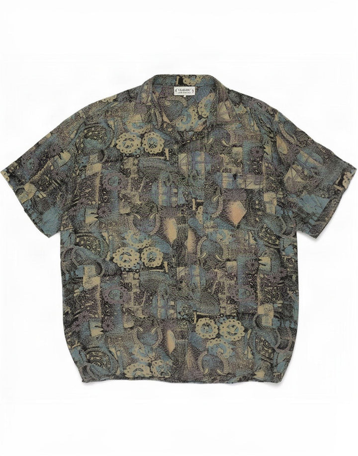 CLASSIC Chemise à manches courtes pour homme à motif abstrait XL Soie multicolore