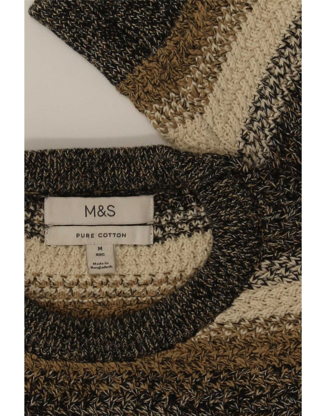 Marks & Spencer Pull Col Ras du Cou Homme Rayé Multicolore Moyen