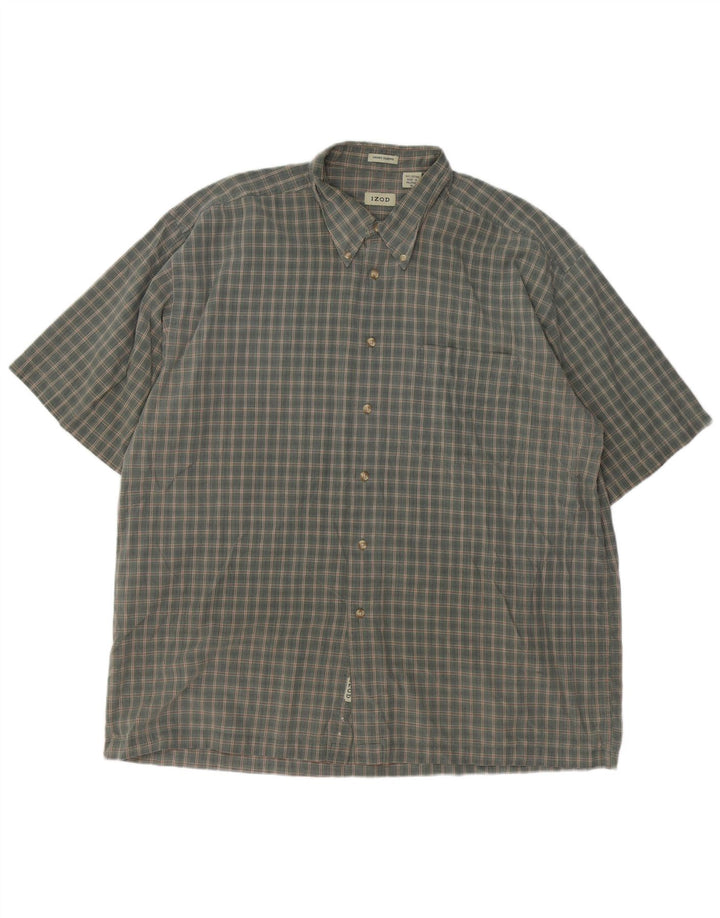 IZOD Chemise à manches courtes homme XL kaki à carreaux en coton