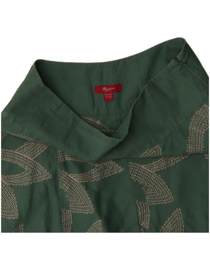 MONSOON Jupe trapèze taille basse pour femme UK 10 Small W32 Coton floral vert