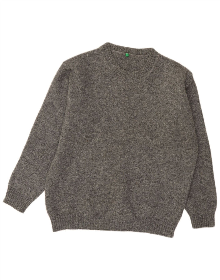 Benetton Pull à col rond pour garçon 15-16 ans Large Gris Laine