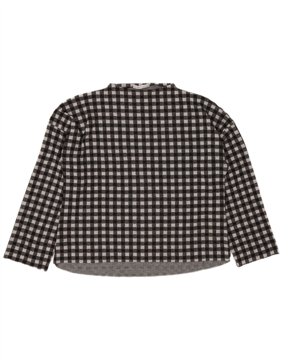 Zara Femme Trafaluc Haut Oversize Manches Longues UK 10 Petit Vichy Noir