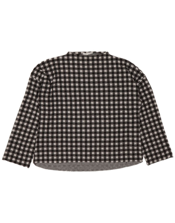 Zara Femme Trafaluc Haut Oversize Manches Longues UK 10 Petit Vichy Noir