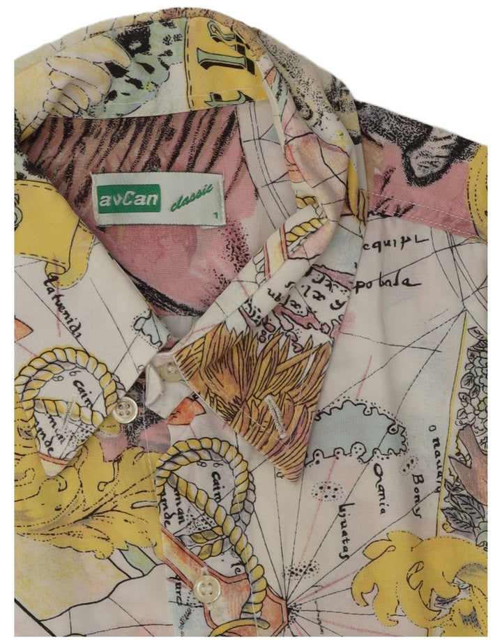 Chemise classique à manches courtes pour hommes, motif Floral multicolore moyen, Vintage