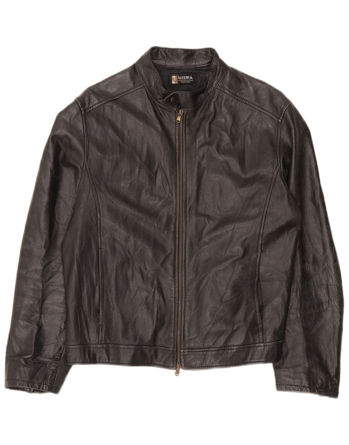 Veste en cuir homme vintage IT 48 Cuir noir moyen