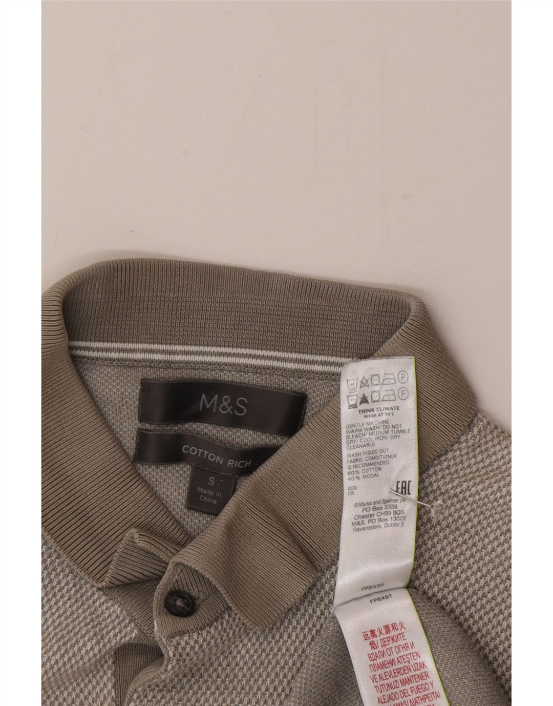 Marks & Spencer Pull à manches courtes et col polo pour homme, petit gris