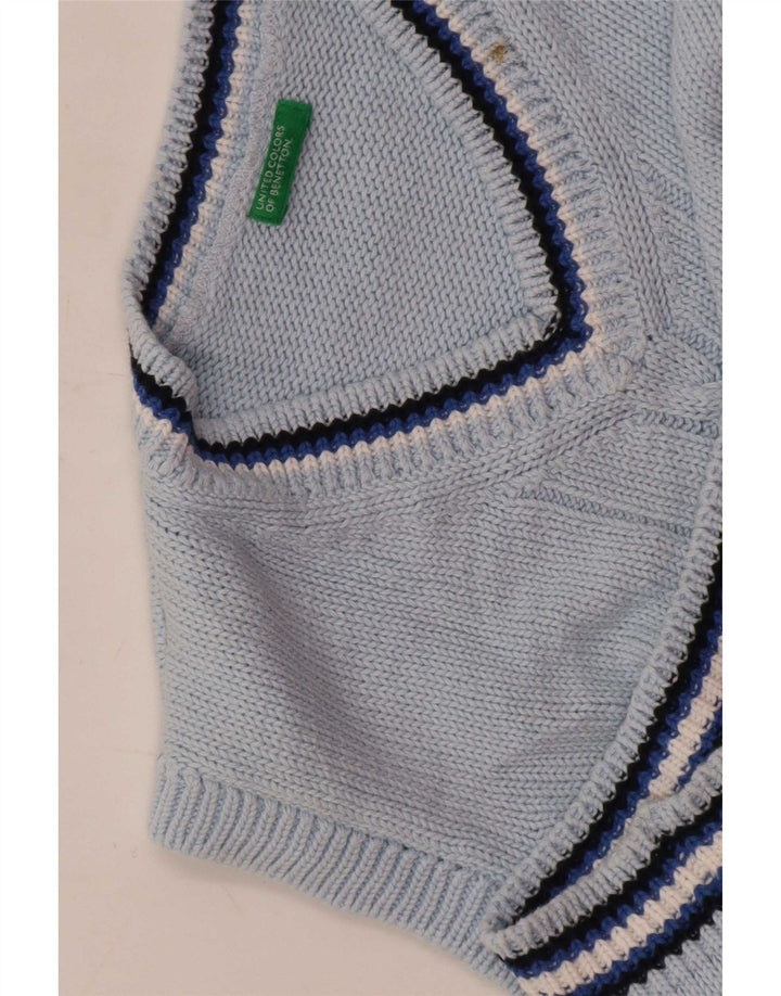 Benetton Boys Vest Tank Top 7-8 Years Blue Striped