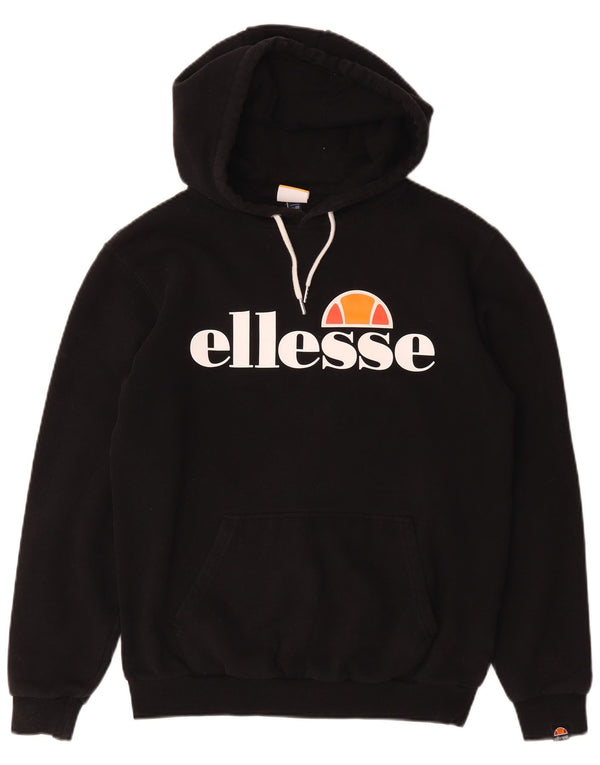 Ellesse Pull à capuche graphique pour femme UK 12 en coton noir moyen