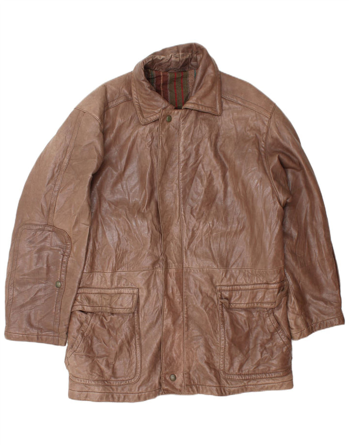 VINTAGE Mens Leather Jacket UK 42 XL Brown