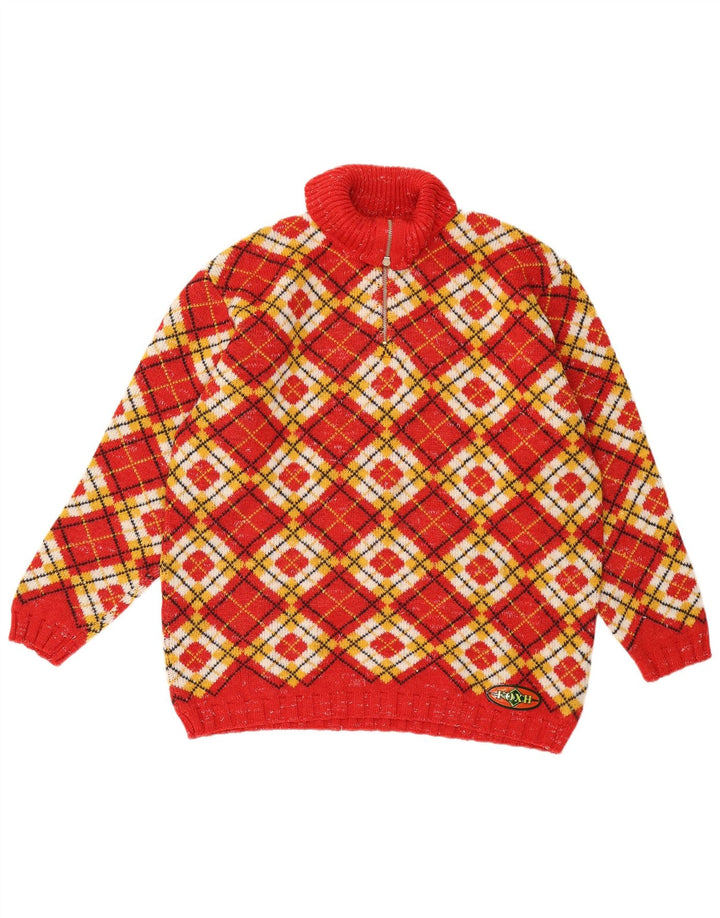 Foxhound Pull col zippé pour homme XL Rouge Argyle/Diamond Laine