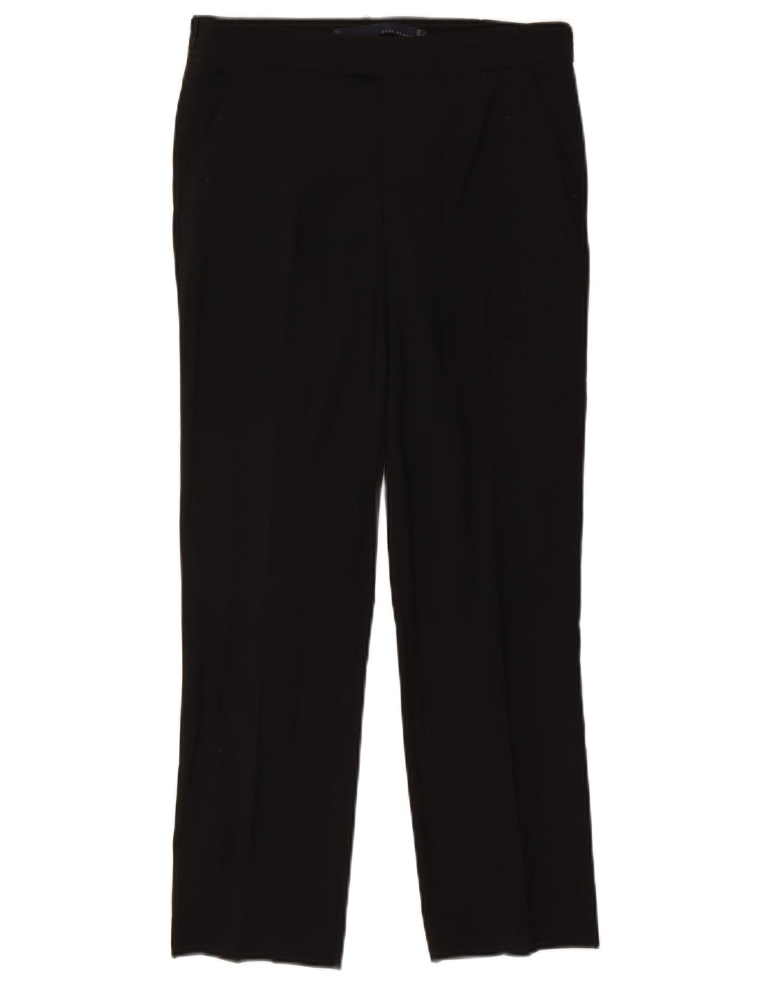Zara Femme Pantalon De Costume Droit Petit W26 L26 Laine Noir