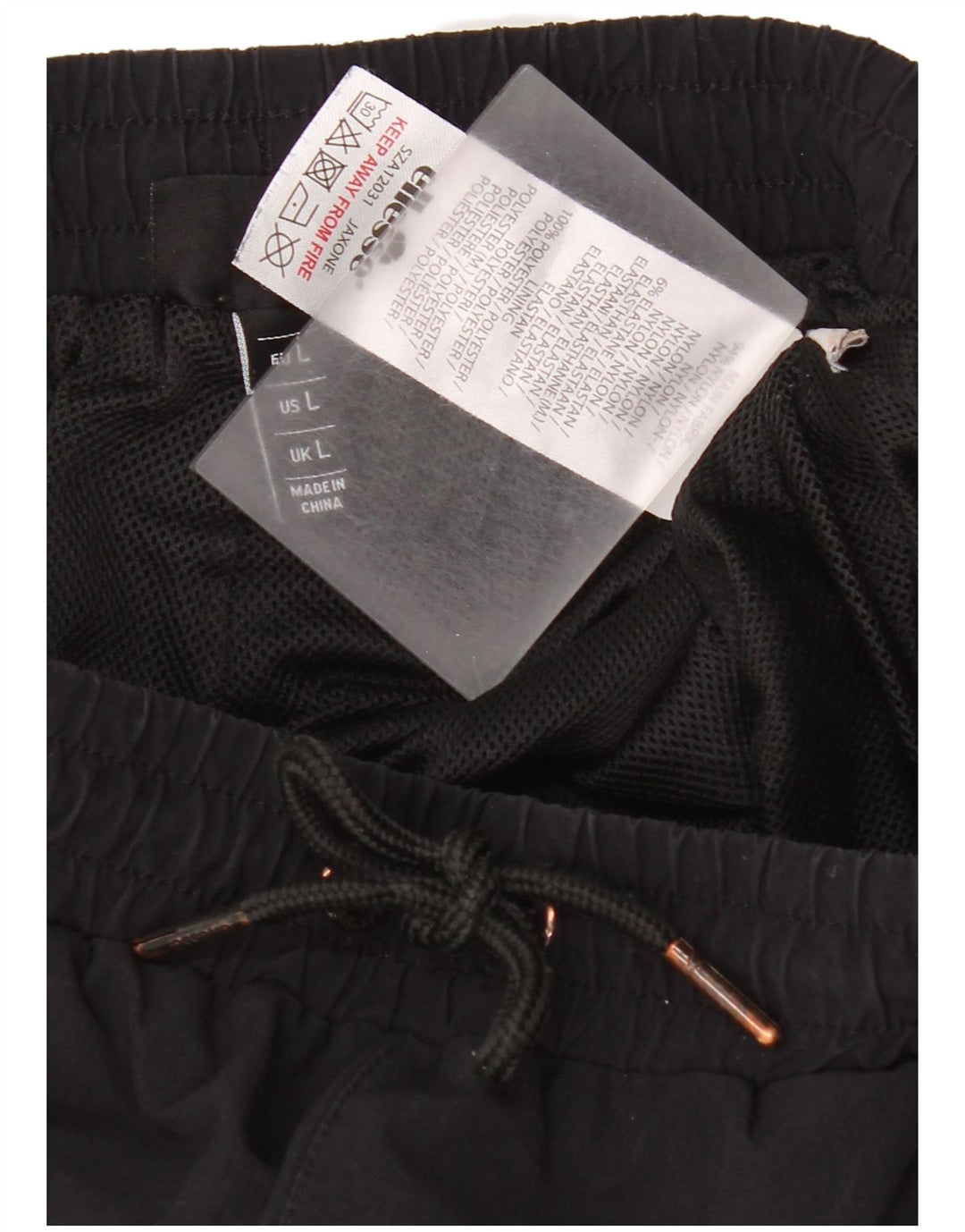 Ellesse Pantalon de survêtement cargo pour homme en nylon noir Taille L