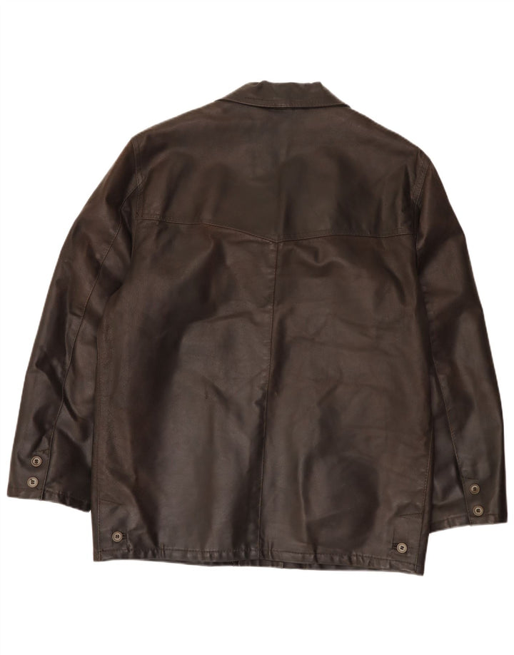 veste en cuir homme vintage IT 50 Grand cuir marron