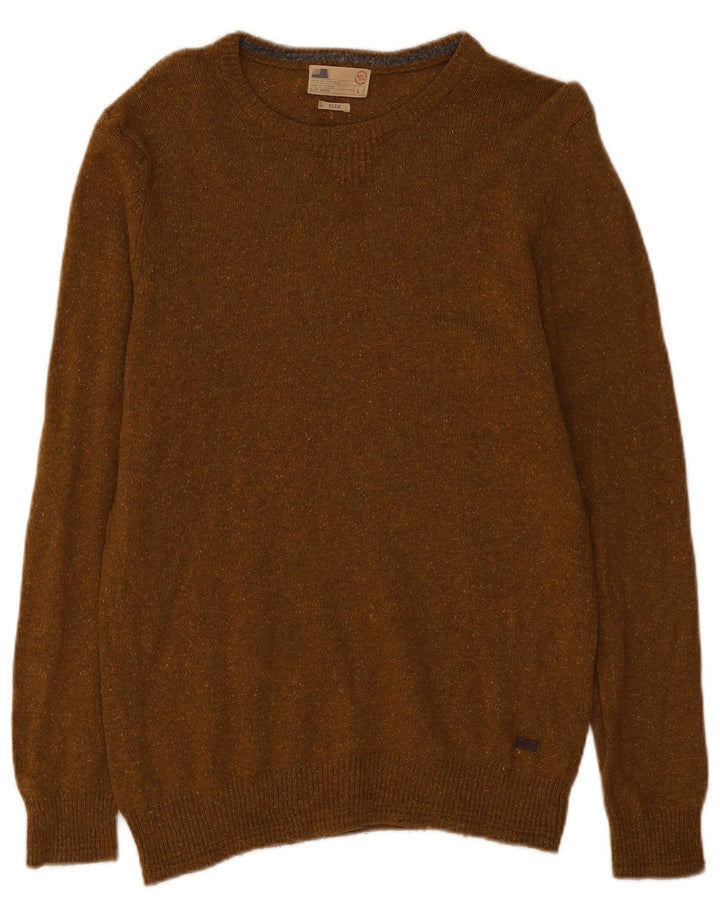 Marks & Spencer Pull à col rond pour homme en laine mouchetée kaki
