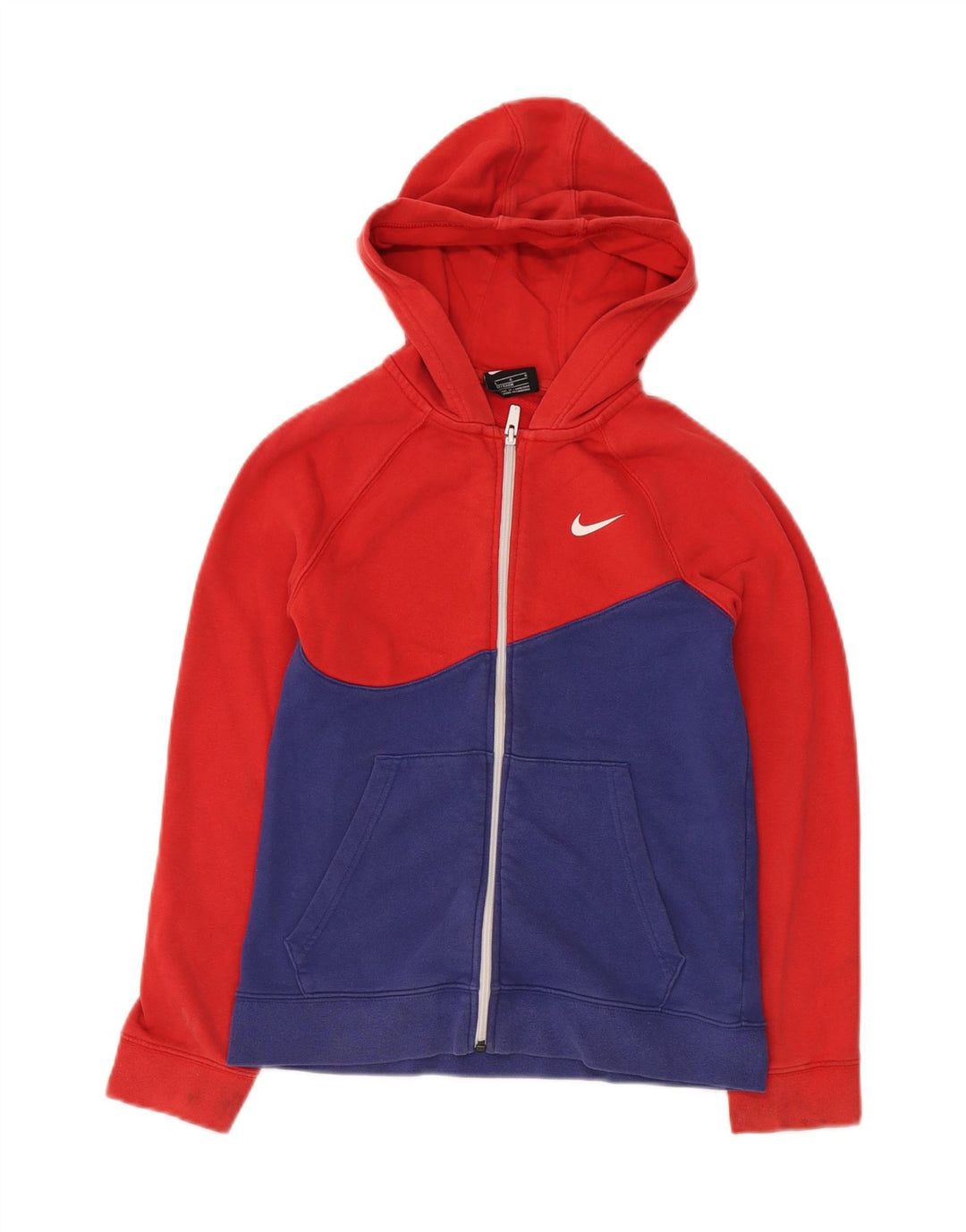 NIKE Pull à capuche zippé graphique pour garçon 12-13 ans Grand color block rouge