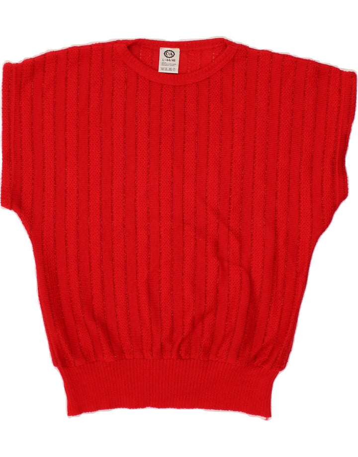 C&A Womens Short Sleeve Crew Neck Jumper Sweater Size 44/46 Large Red Vintage C&A and Second-Hand C&A from Messina Hembry 