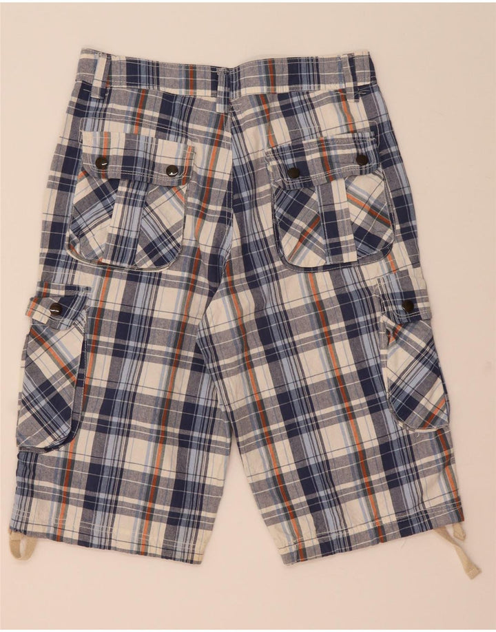 Short Cargo Vintage Homme W34 Grand Carreau Bleu