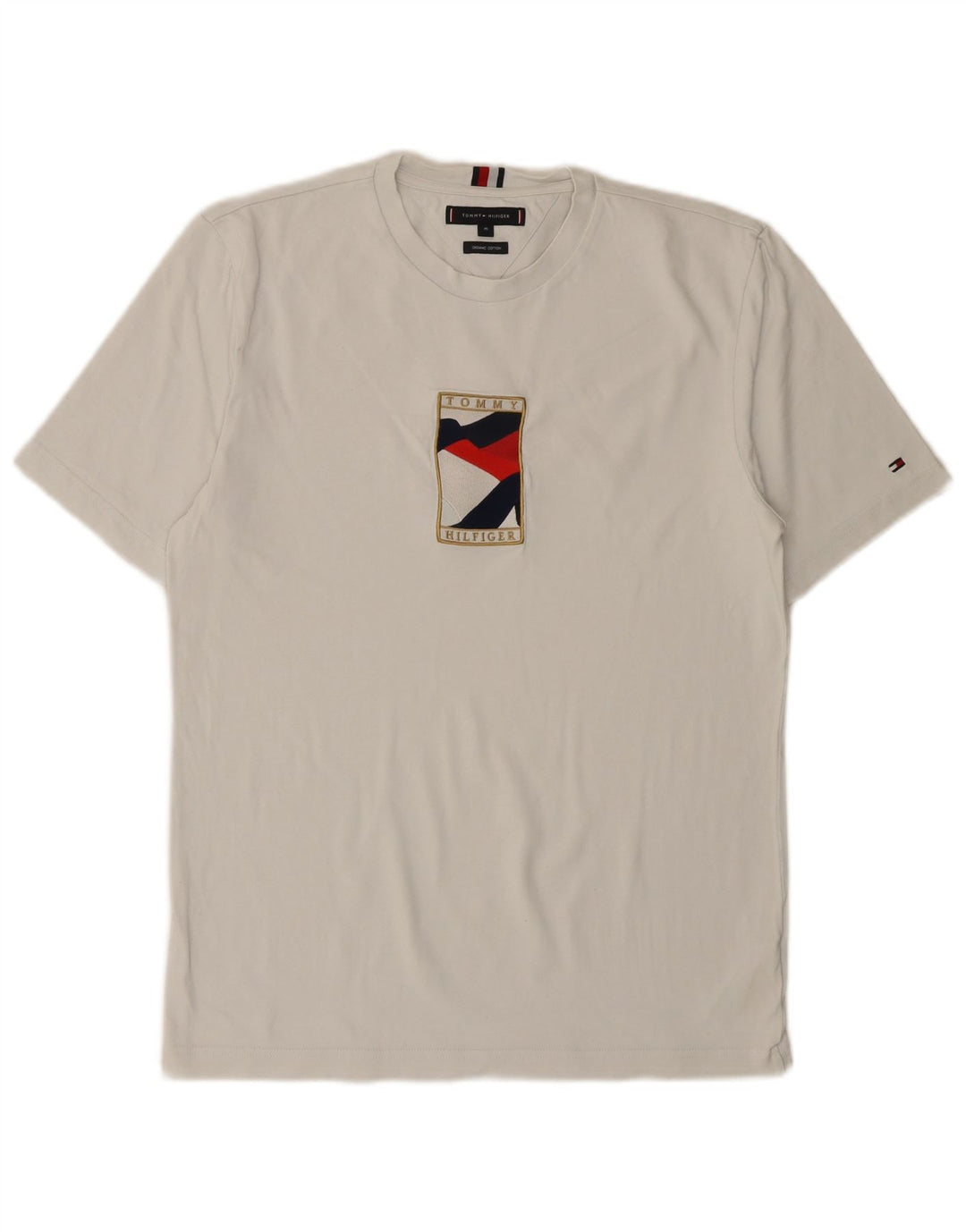 TOMMY HILFIGER T-Shirt Graphique Homme Blanc Moyen Coton