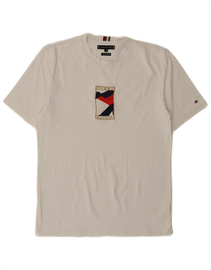 TOMMY HILFIGER T-Shirt Graphique Homme Blanc Moyen Coton
