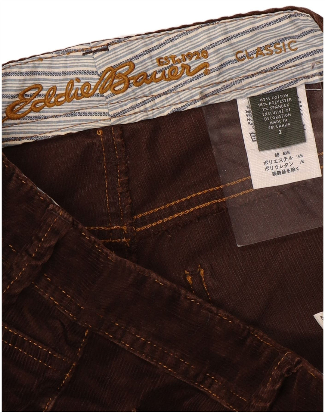 Eddie Bauer Pantalon bootcut en velours côtelé pour femme US 2 XS W30 L30 Coton marron