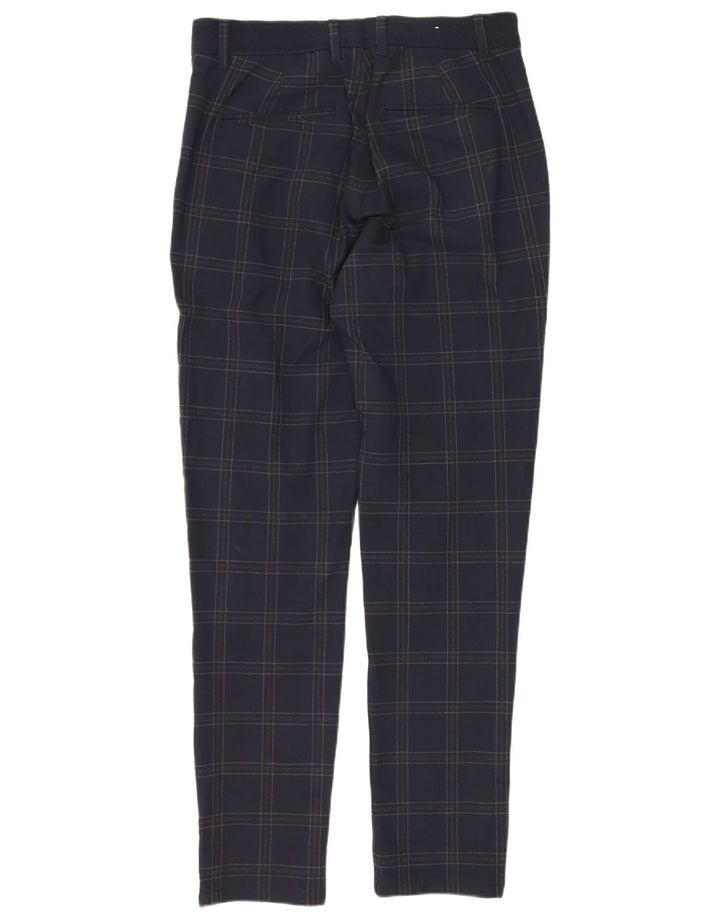Zara Pantalon Chino Slim Homme Petit W30 L29 Bleu Marine à Carreaux Polyester