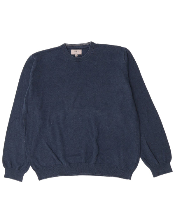 Marks & Spencer Pull col rond pour homme XL en coton bleu marine