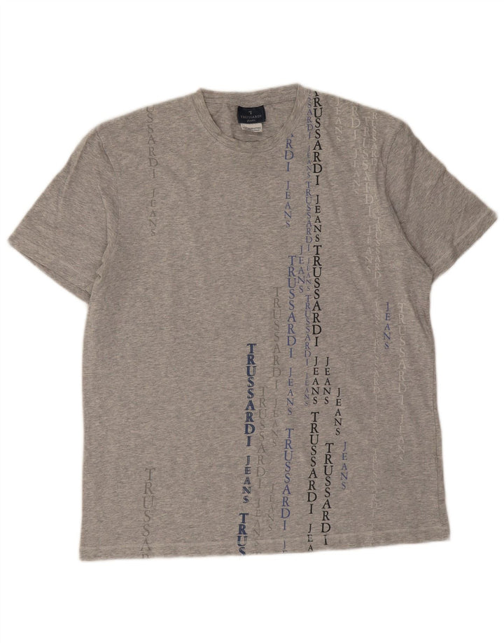Trussardi Jeans T-Shirt Graphique Haut Large Gris Moucheté Homme