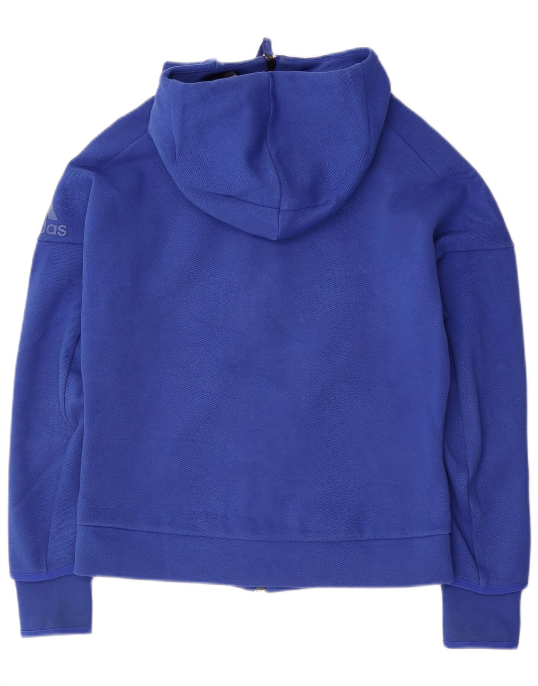 ADIDAS Pull à capuche zippé graphique pour femme UK 12/14 Bleu moyen Coton
