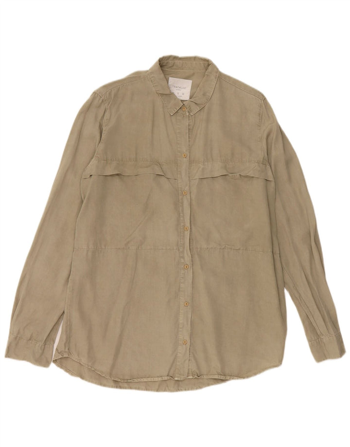 Zara Femme Trafaluc Chemise UK 14 Moyen Kaki Lyocell