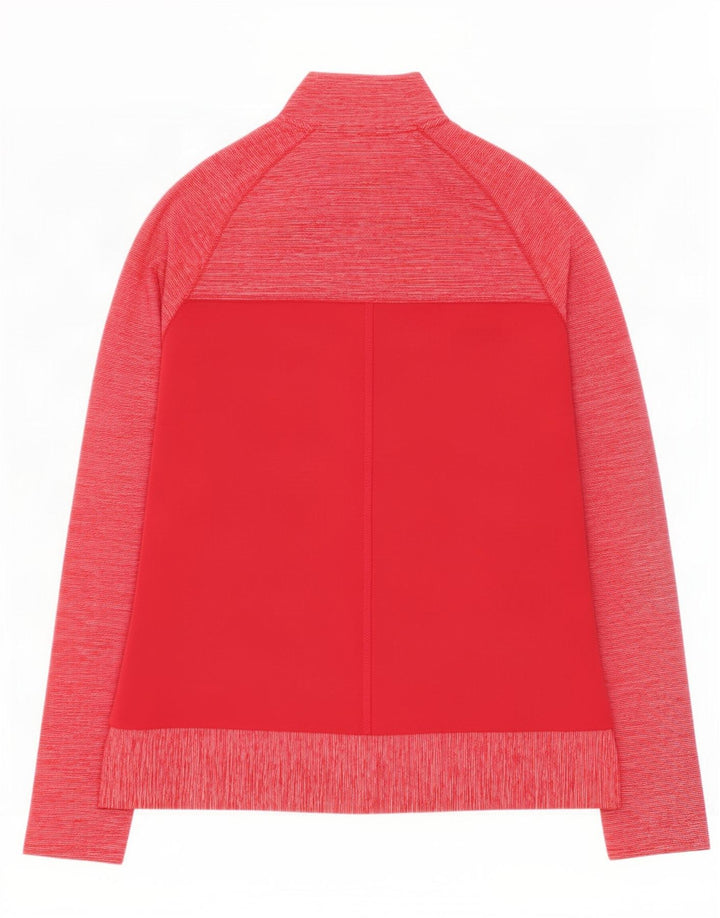 Adidas Haut de survêtement à col zippé pour femme UK 16 Large Rouge Moucheté
