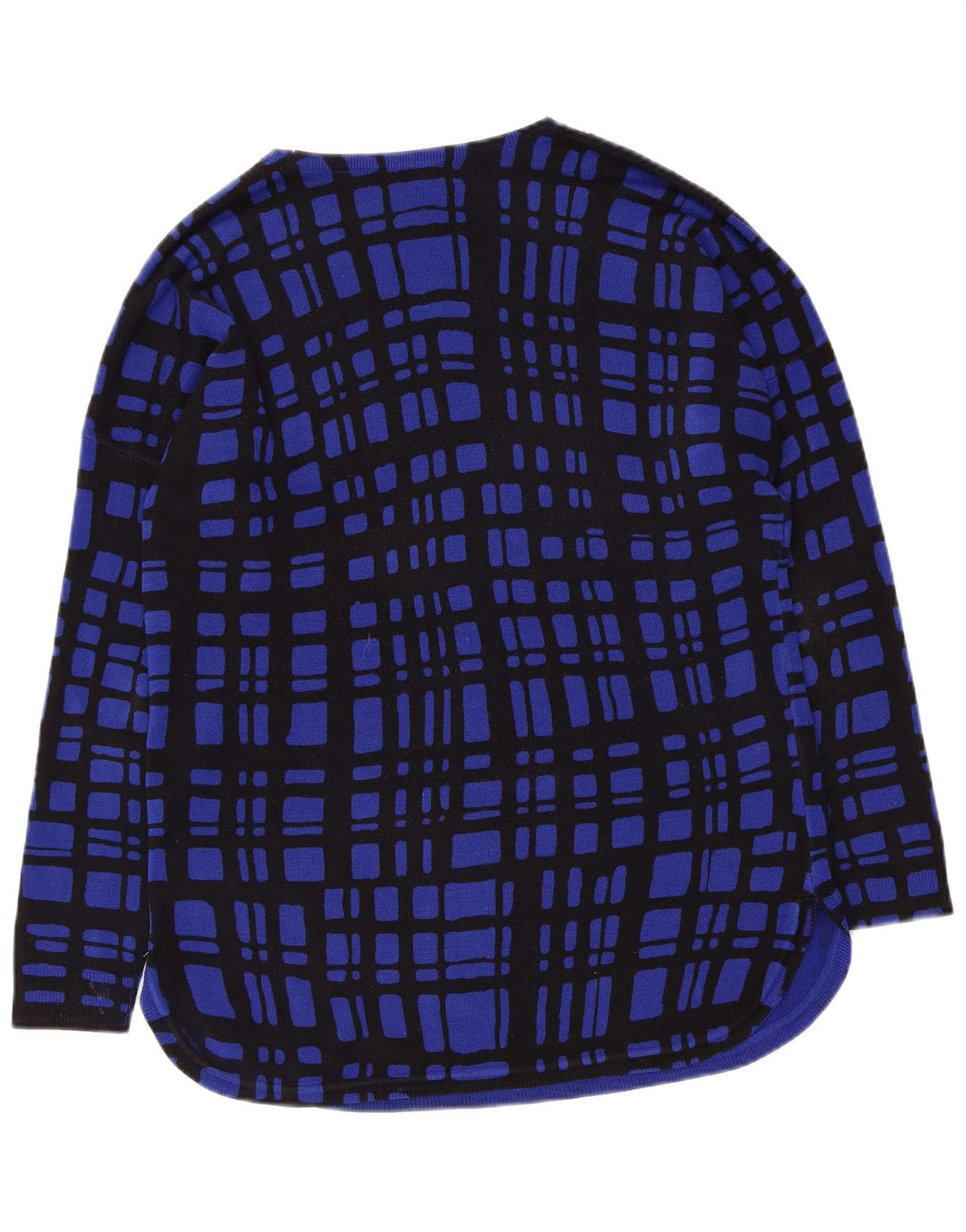 MARKS & SPENCER Pull col bateau pour femme UK 12 Bleu moyen à carreaux