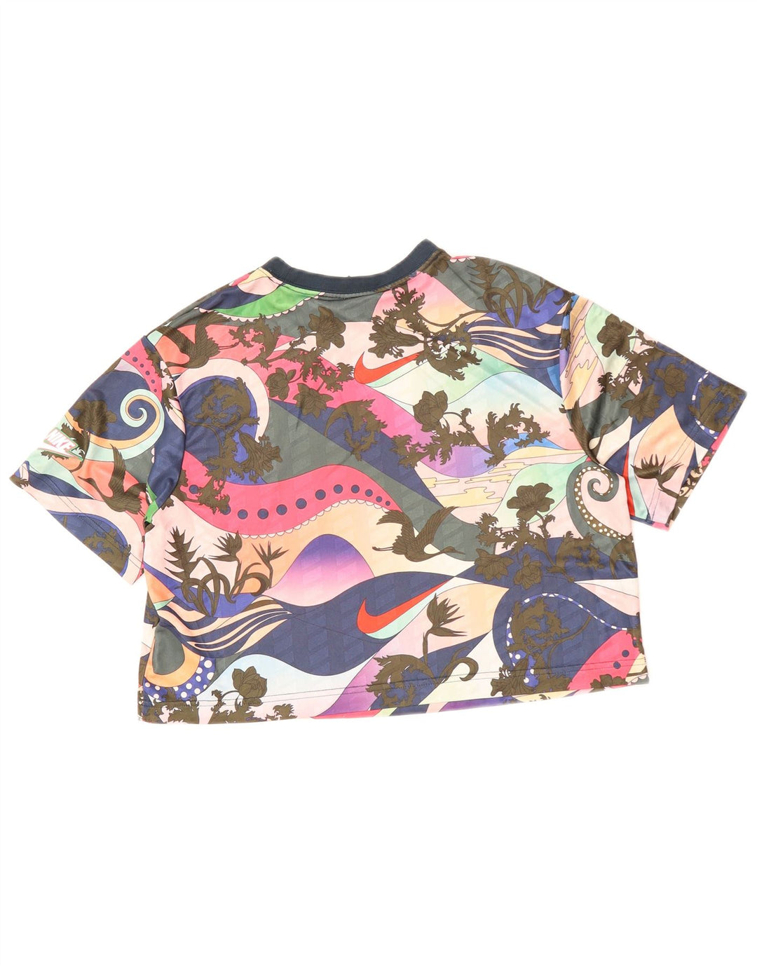 NIKE Womens Crop Graphic T-Shirt Top UK 6 XS Multicolore Floral