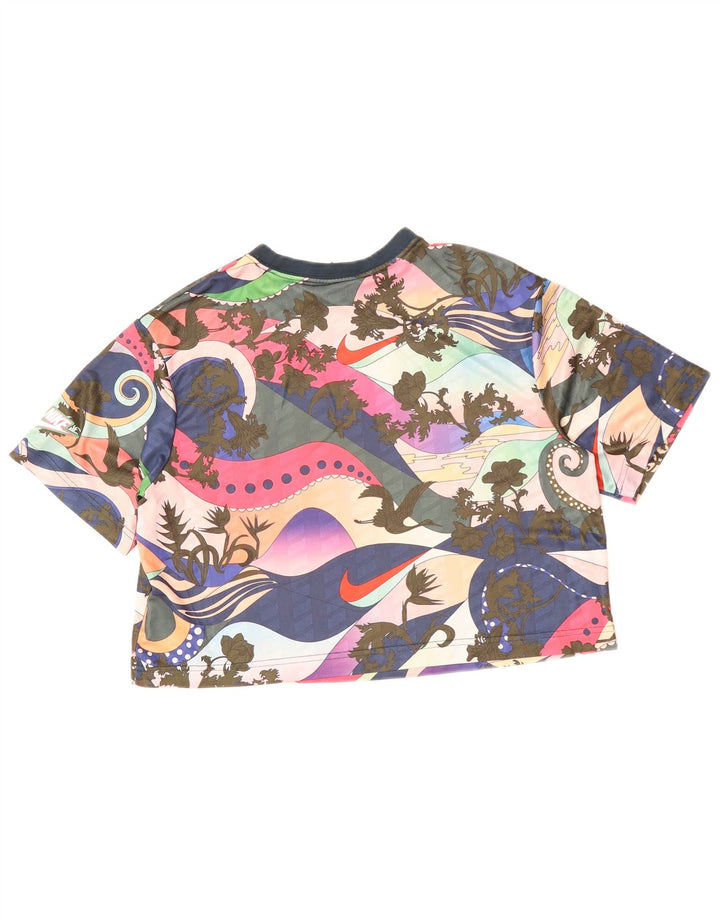 NIKE Womens Crop Graphic T-Shirt Top UK 6 XS Multicolore Floral