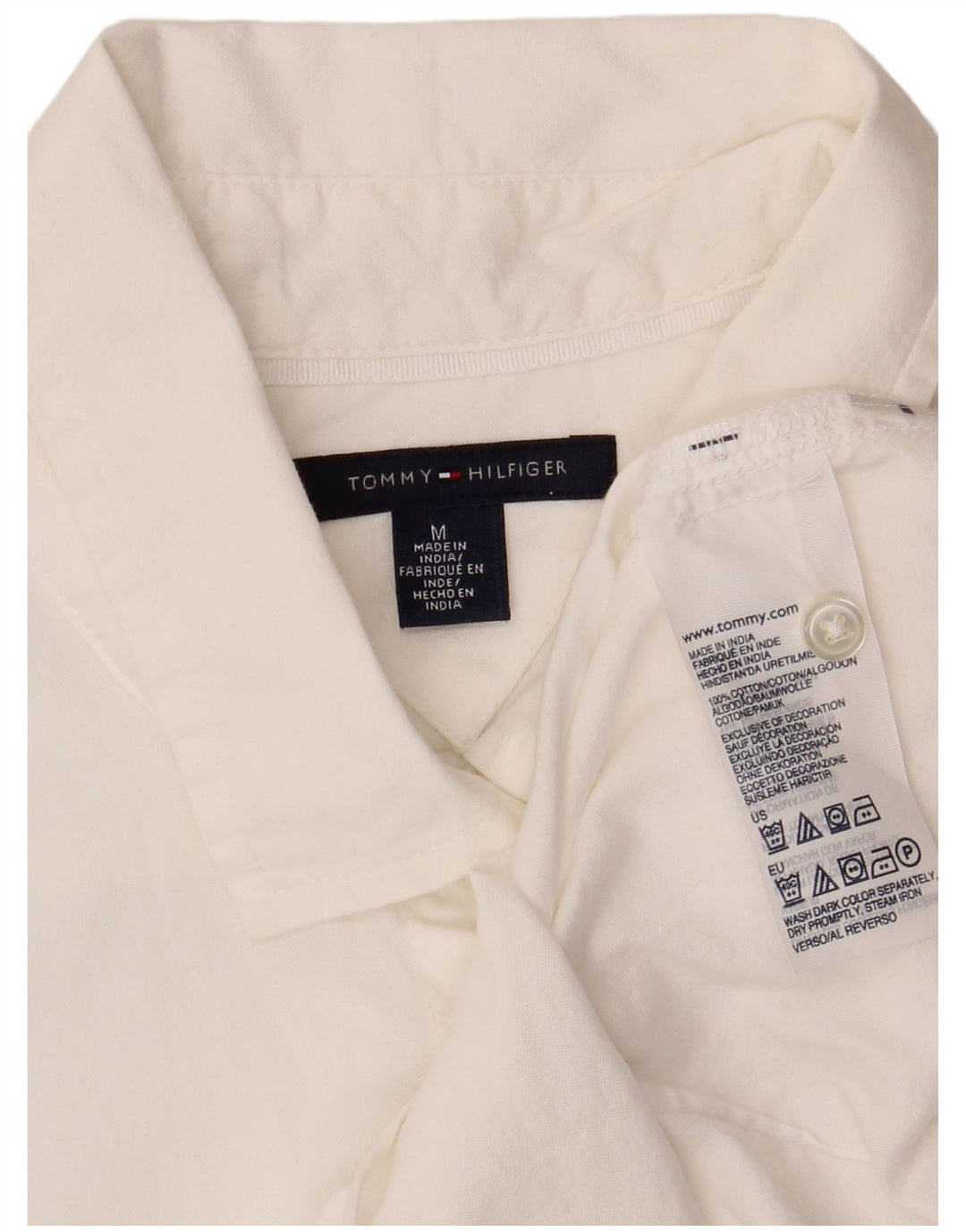 TOMMY HILFIGER Chemisier à manches courtes pour femme UK 14 Coton blanc moyen