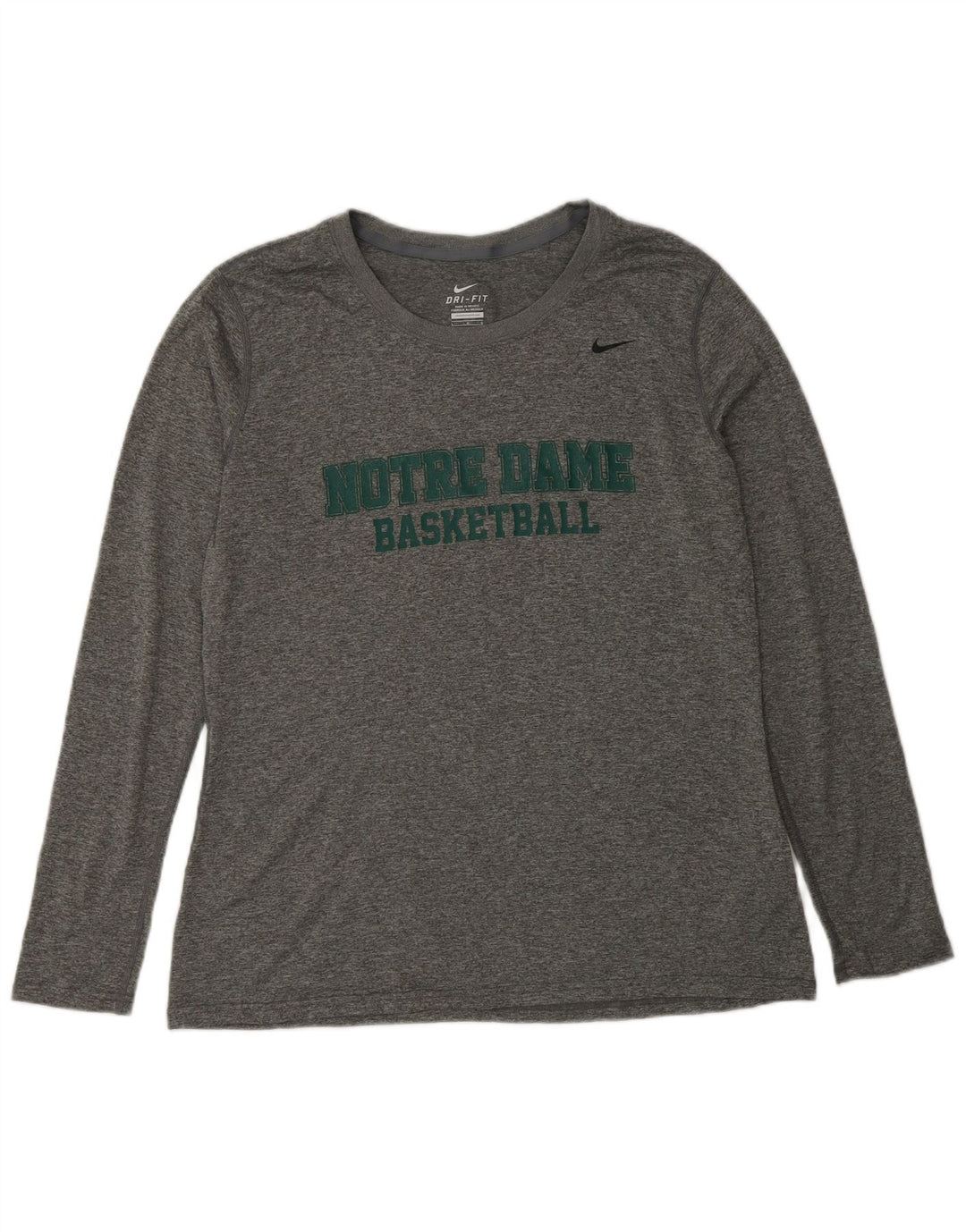 Nike Dri Fit Graphic Top à manches longues pour femme UK 16 Large Gris moucheté