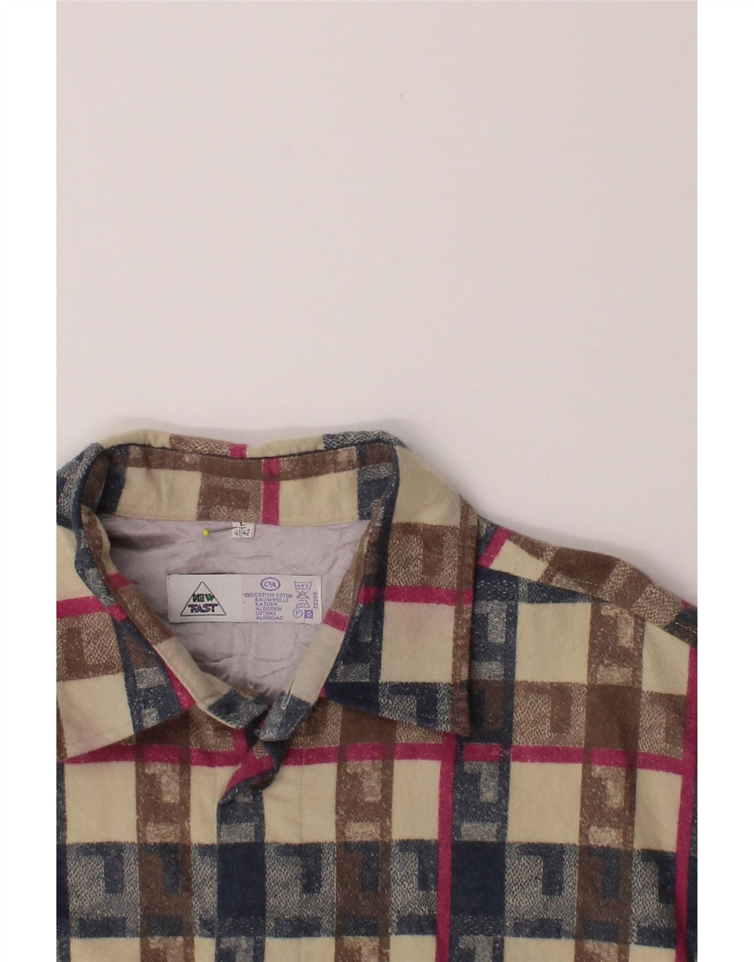 C&A Mens Flannel Shirt Size 41/42 Large Beige Check Cotton Vintage C&A and Second-Hand C&A from Messina Hembry 