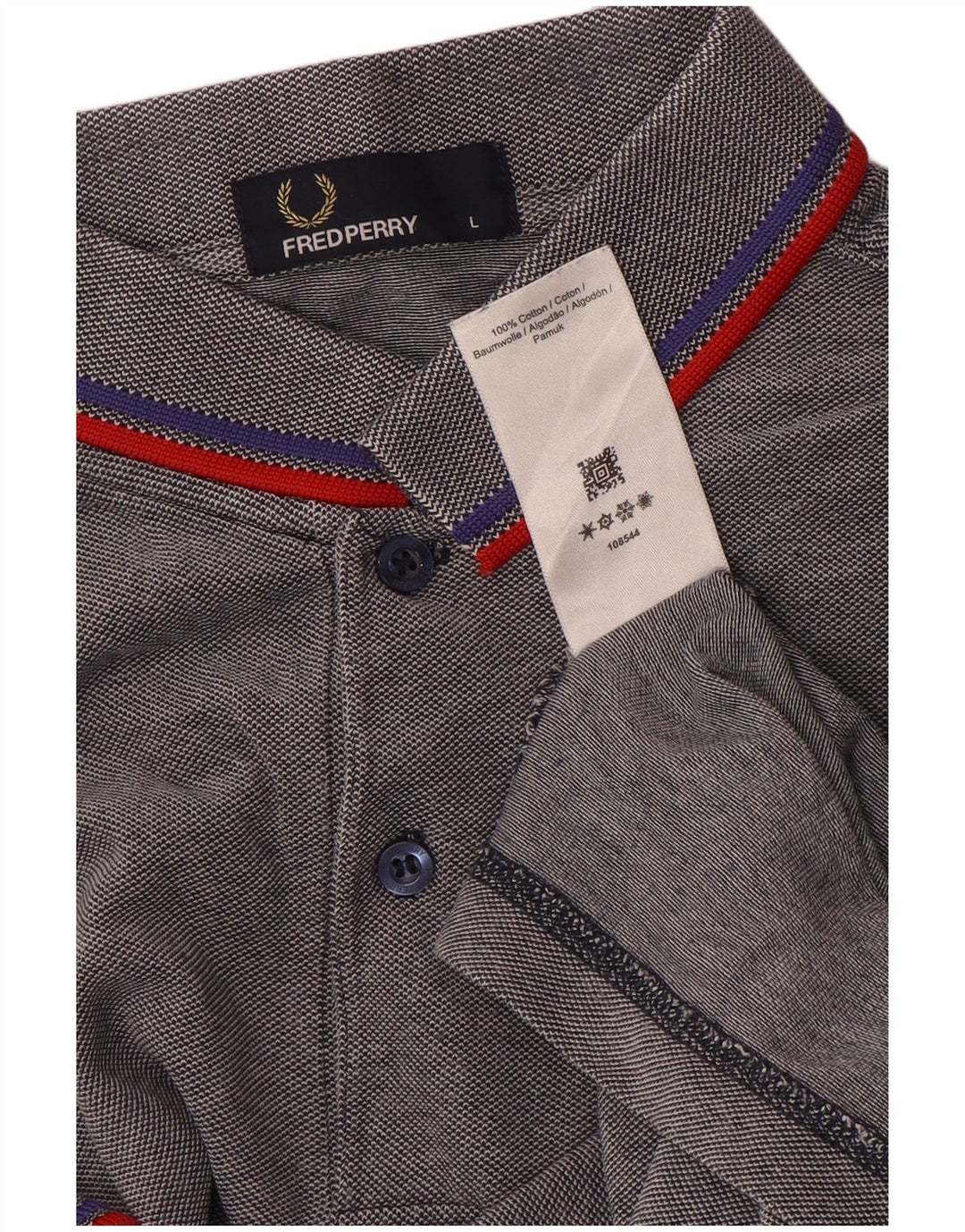 Fred Perry Polo Homme Large Gris Rayé Coton