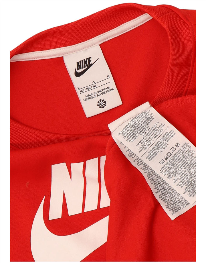 NIKE Haut graphique à manches longues pour garçon 12-13 ans Large Rouge Colourblock